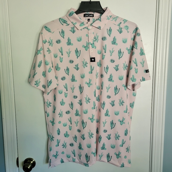 NEW Bad Birdie Core Polo Golf Shirt Mens Size Large/XL Thorn In Your Side Cactus - Picture 4 of 11